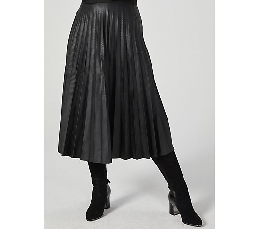Helene Berman Elasticated Waist Faux Leather Accordian Pleat Skirt