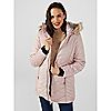 Centigrade Mixed Quilted Coat with Detachable Faux Fur Hood