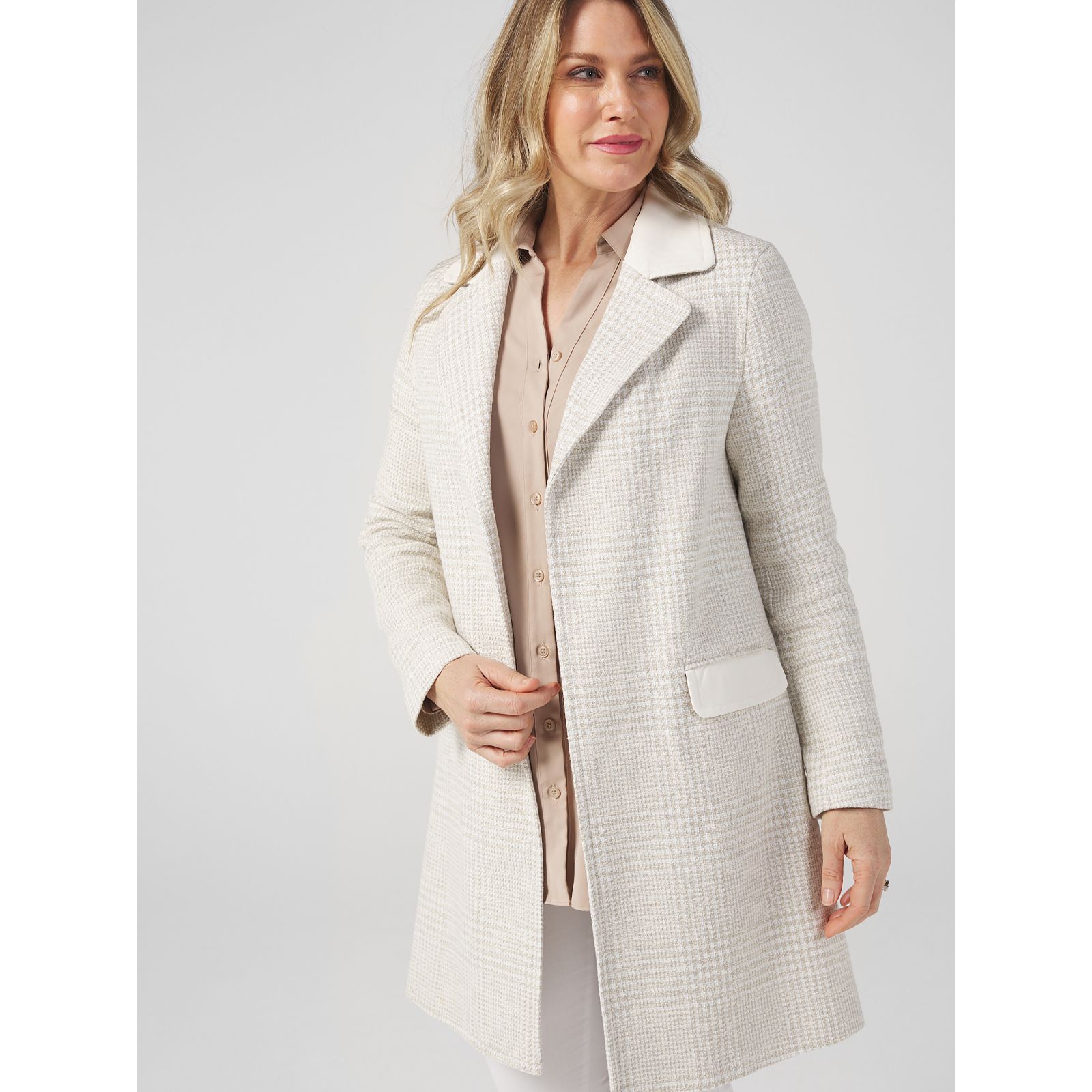 SPANX FLEECE & FAUX LEATHER LONG WRAP JACKET - These won't last long!