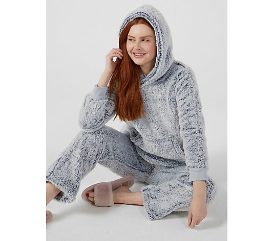 Cozee Home Tipped Ultra Fluffy Hooded Pyjamas