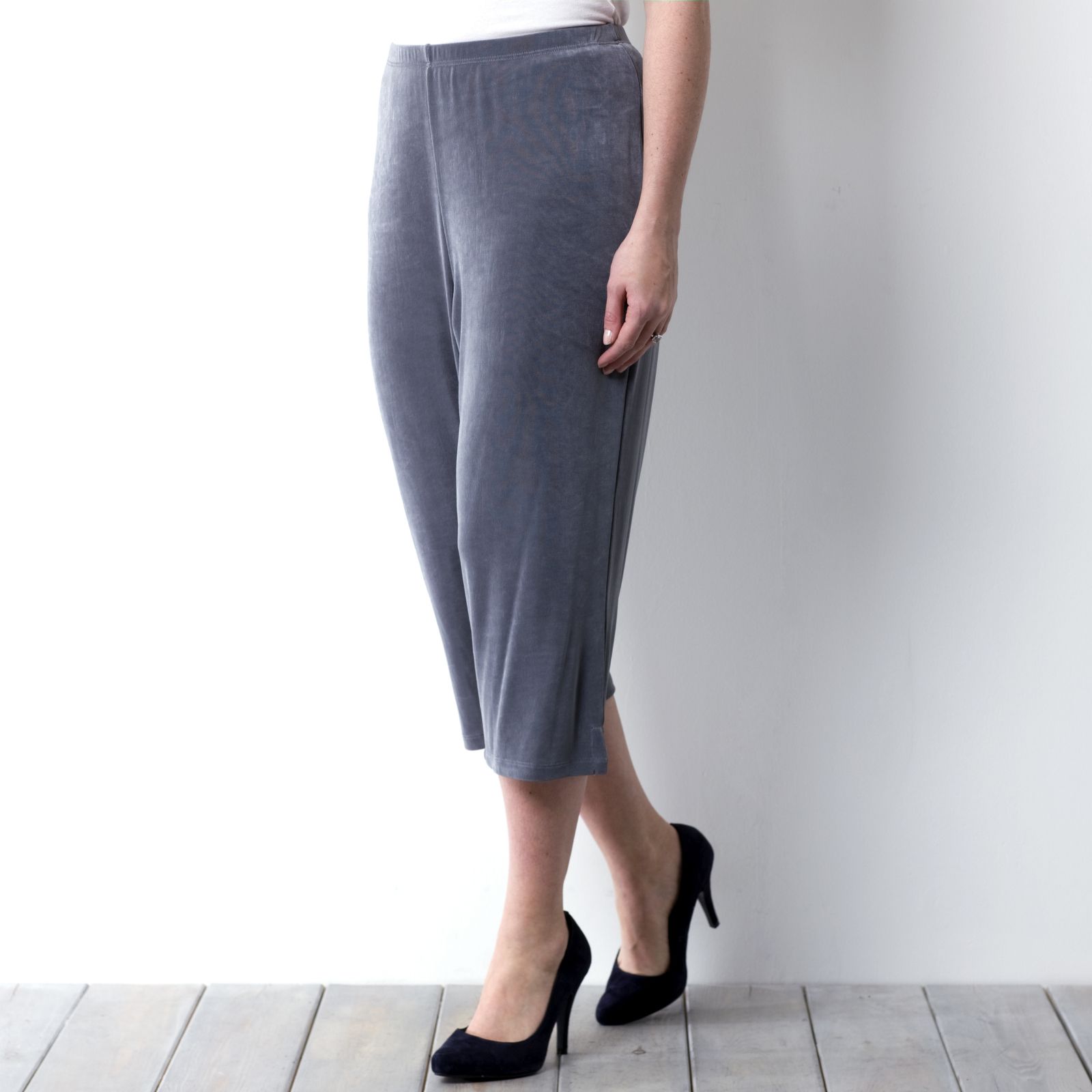 Kim & Co Stretch Jersey Crop Trousers with Side Slits QVC UK