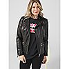 Dannii Minogue Faux Leather Biker Jacket with Ponte Trim Regular