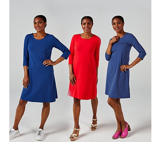 Attitudes by Renee Set of 3 Washed Cotton Jersey Dresses