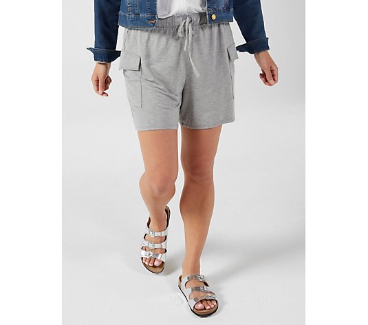 Lightweight French Terry Shorts with Drawstring Waist Cargo Side Pockets
