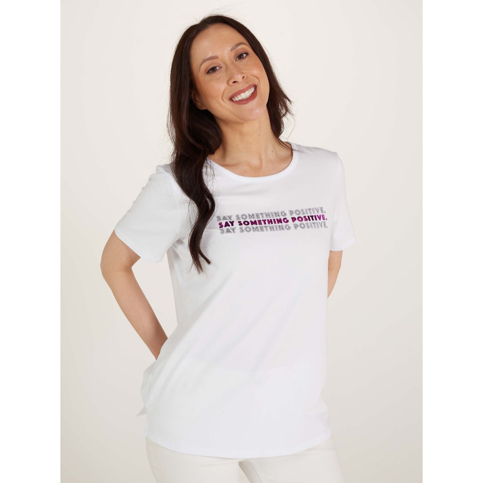 Brenda Edwards Say Something Slogan Motif Top