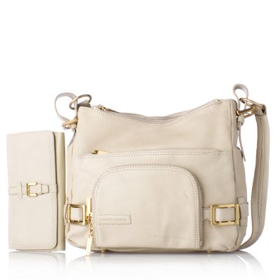 Stone Mountain Leather Multi Pocket Handbag & Purse Set - QVC UK
