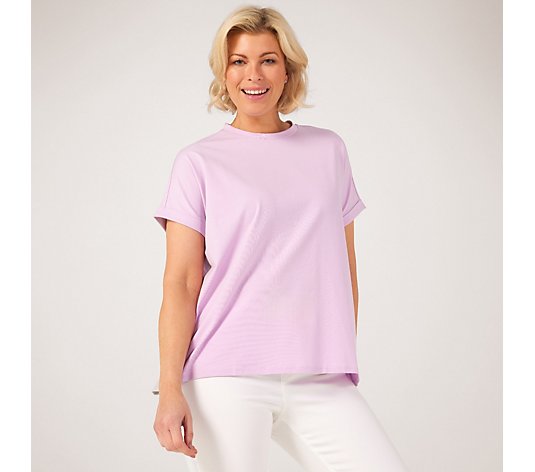 WynneLayers Cotton Tee with Back Pleat Detail