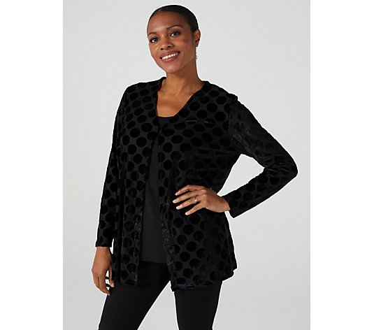 Long Sleeve Burnout Cardigan and Jersey Cami Set by Michele Hope