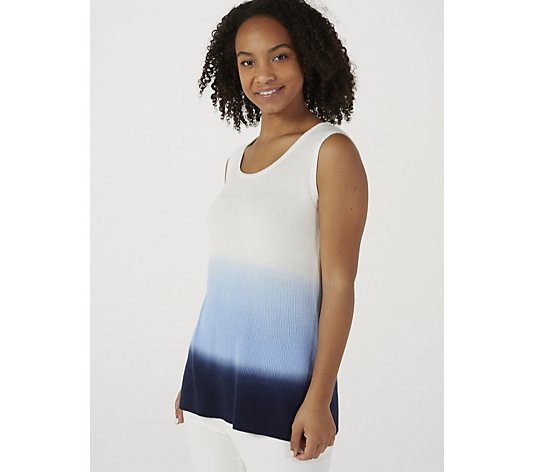 Sleeveless Ombre Knit Top with Side Slits by Nina Leonard