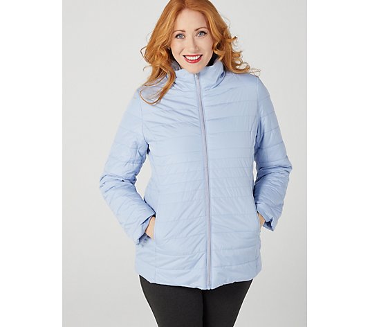 Centigrade Quilted Zip Front Short Puffer Jacket with Pockets