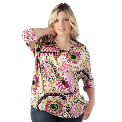 Kim Parrish 3/4 Sleeve Paint Splatter Print Top - QVC UK