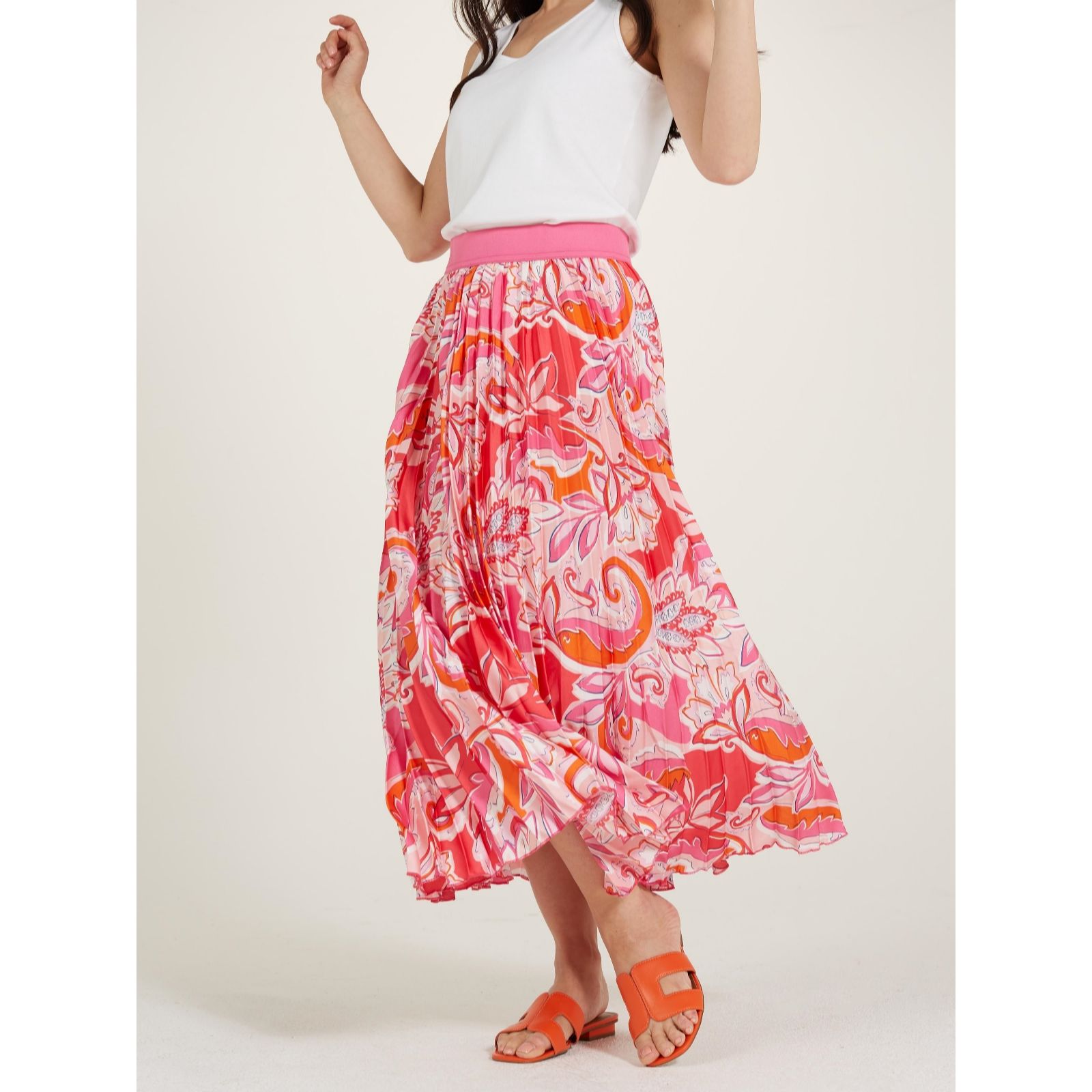 Pleated maxi outlet skirt qvc