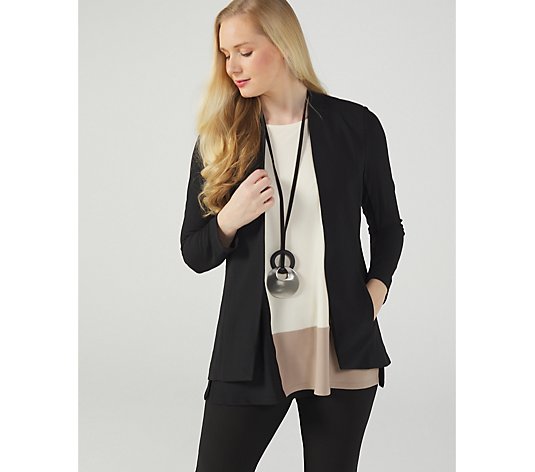 WynneLayers Lined Luxe Crepe Collarless Blazer