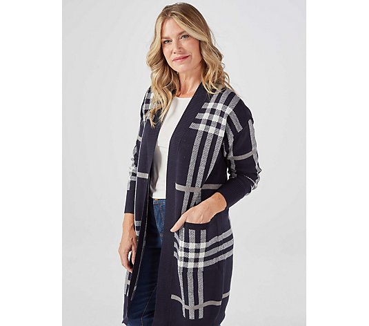 Centigrade Plaid Cardigan With Patch Pockets