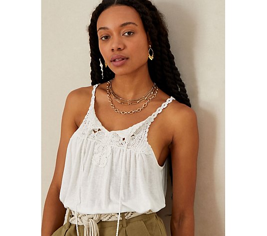 Monsoon Linen Embroidered Plain Jersey Cami