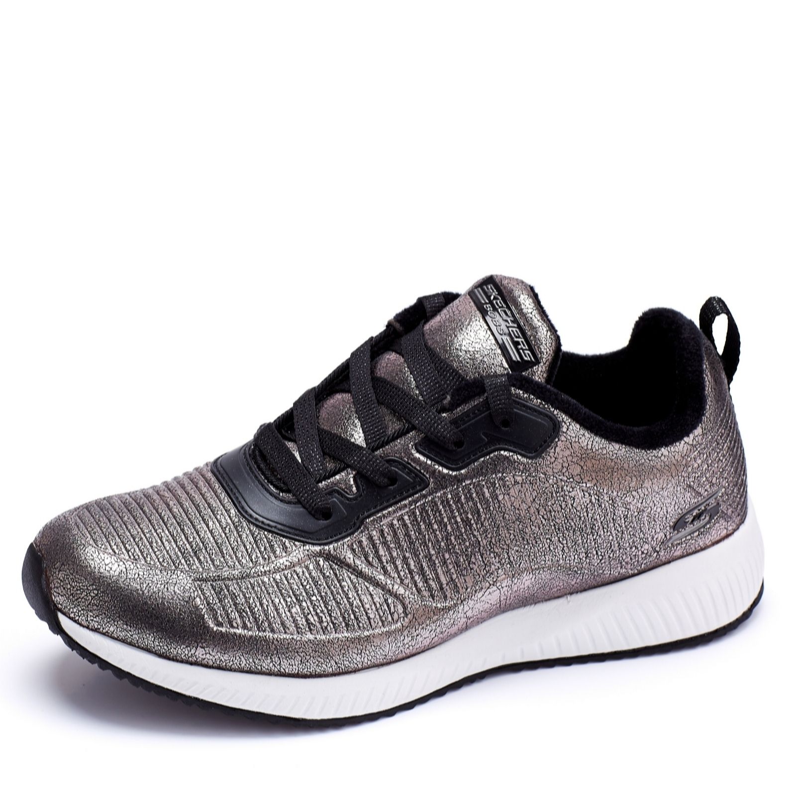 Outlet Skechers Bobs Squad Metallic Embossed Lace Trainers - QVC UK