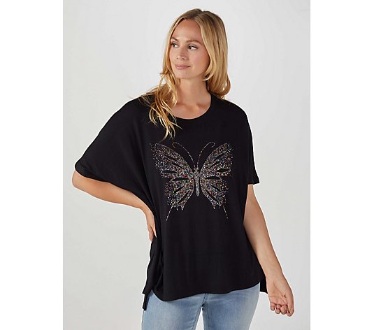 Frank Usher Embellished Multi Coloured Butterfly Jersey T-Shirt