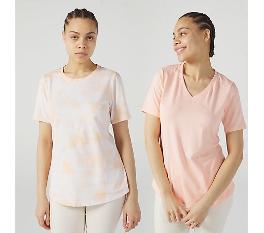 Denim & Co. Perfect Jersey Pack of Two Short Sleeve Tops
