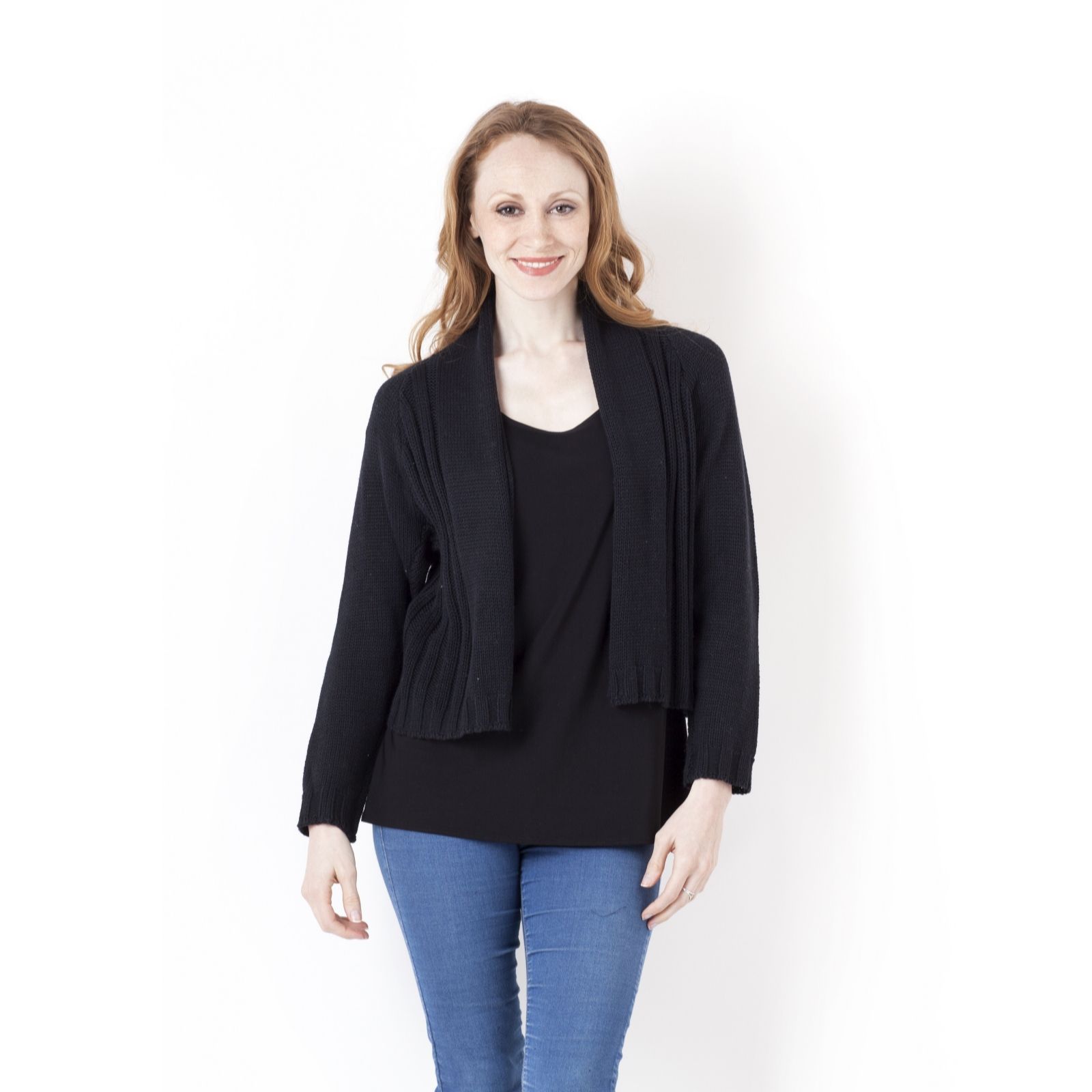  Outlet  Marble Cropped Edge To Edge Cardigan  QVC  UK