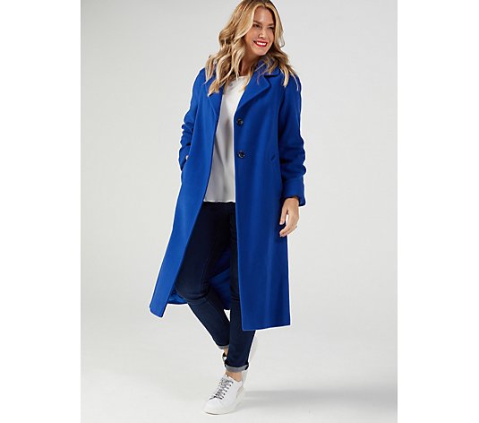 Helene Berman Concealed Front Coat with Turn Back Cuff