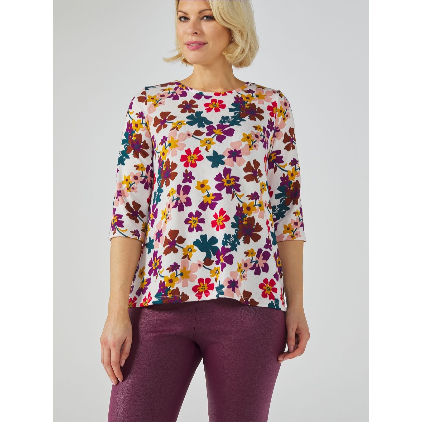 Kim & Co Printed Soft Touch Top - QVC UK