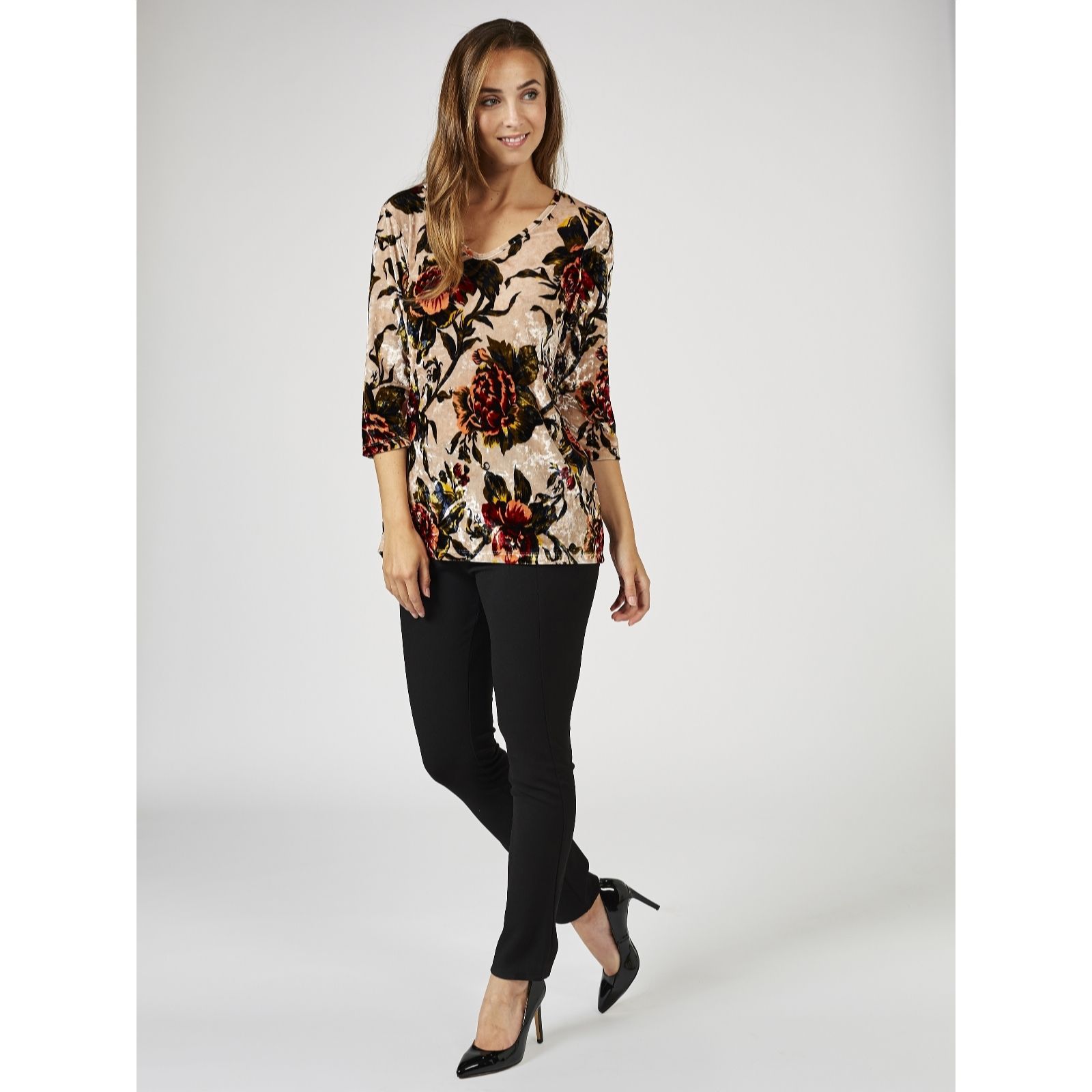 Outlet Kim & Co Velvet 3/4 Sleeve Tunic QVC UK