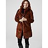Centigrade Textured Faux Fur Reversible Mid Length Coat with Pockets, 3 of 4