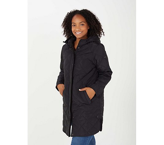 Centigrade Diamond Quilted Padded Coat With Hood Petite
