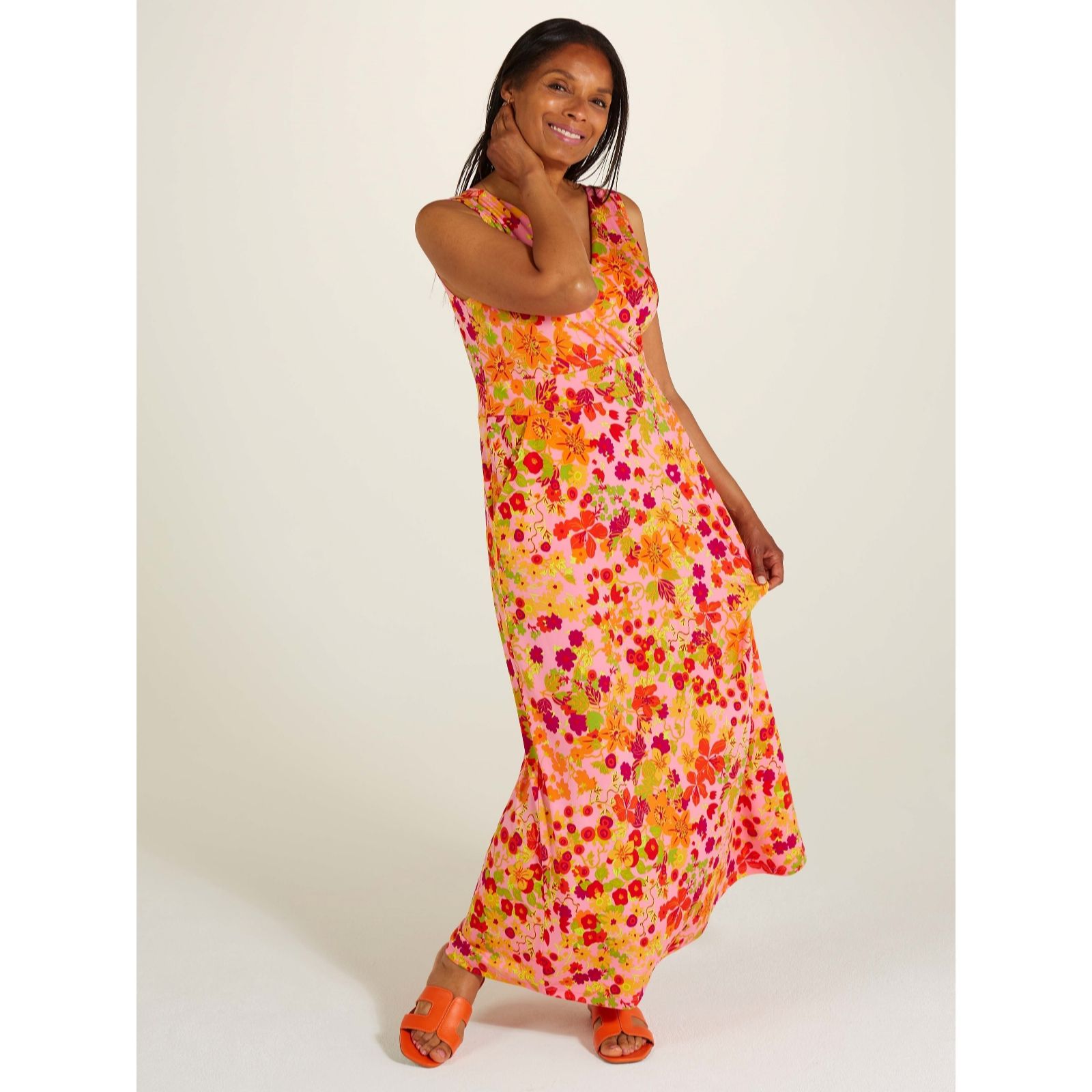 Orange Floral Dress - Floral Maxi Dress - Sleeveless Maxi Dress