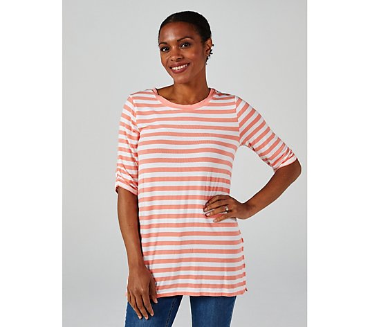 Cuddl Duds Softwear with Stretch Elbow Sleeve Detail Top