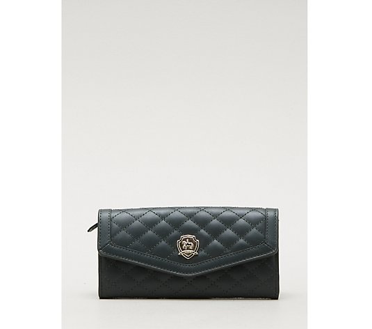 Paul Costelloe Leather Quilted Flapover Purse