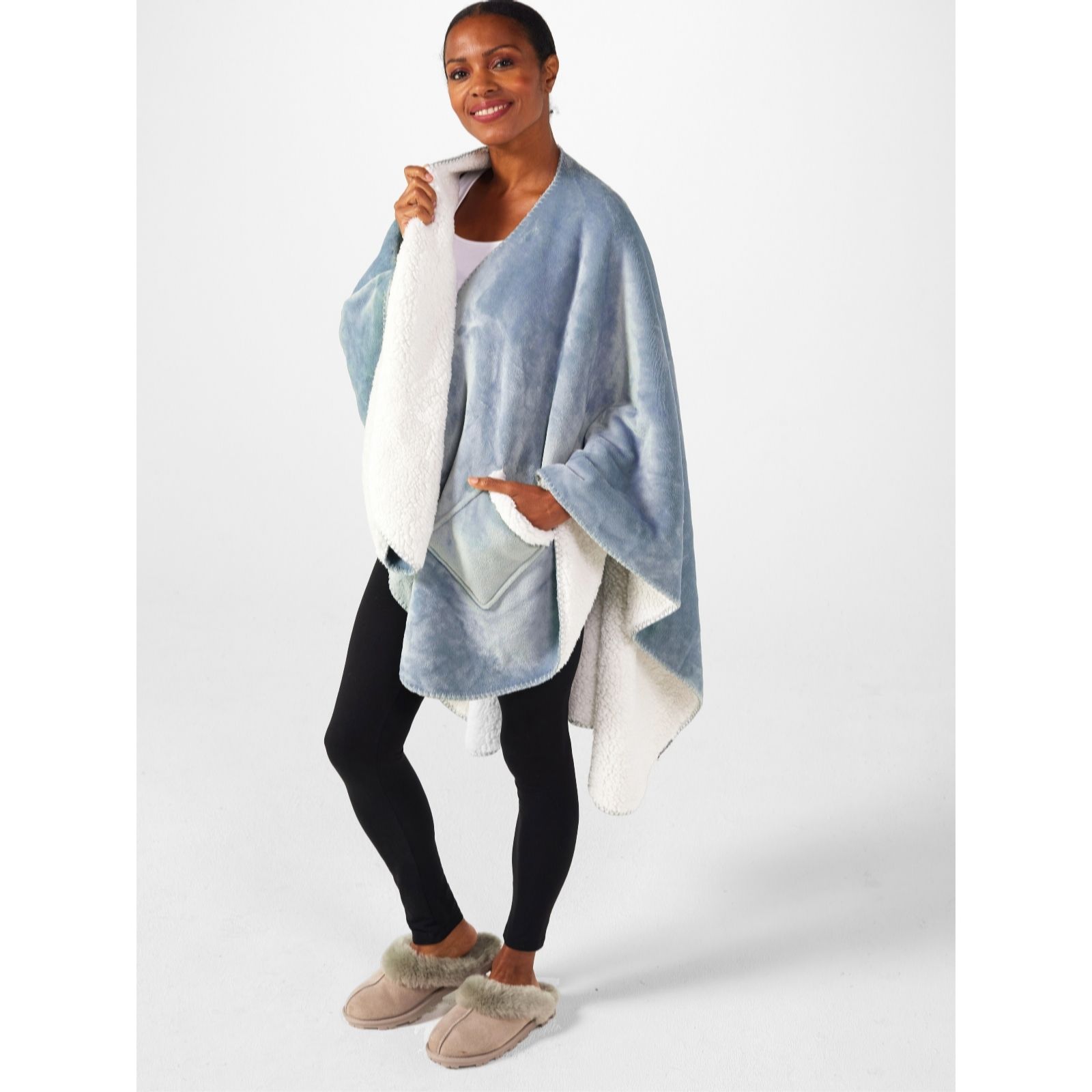 Cozee Home Sherpa and Velvetsoft Wrap - QVC UK