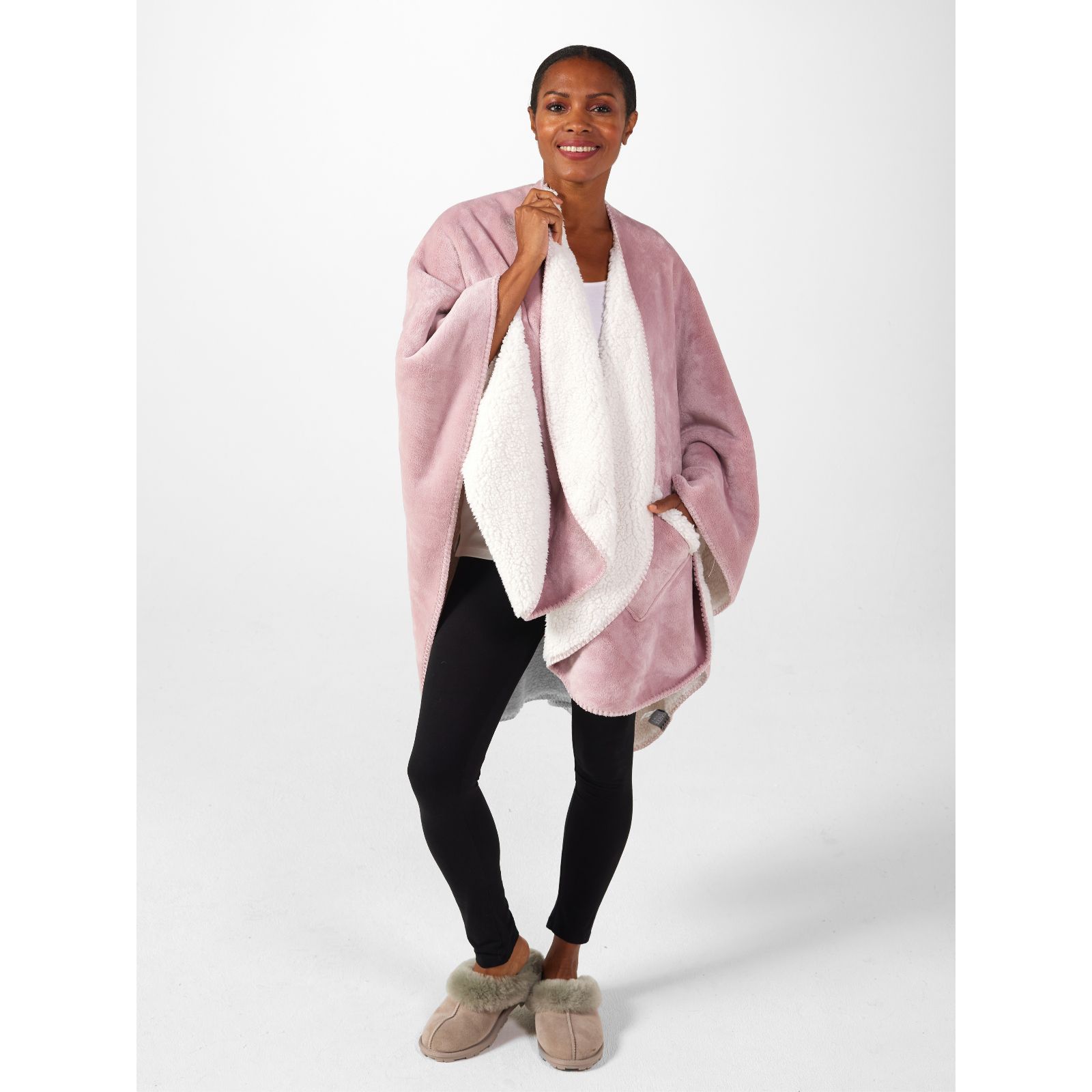Cozee Home Sherpa and Velvetsoft Wrap - QVC UK