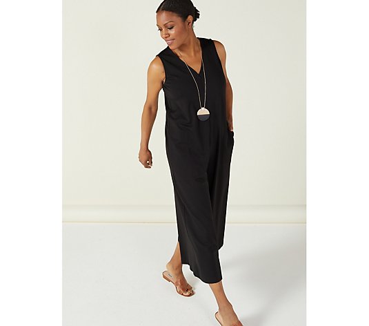 MarlaWynne Polished Knit Wide Leg Jumpsuit with Pockets