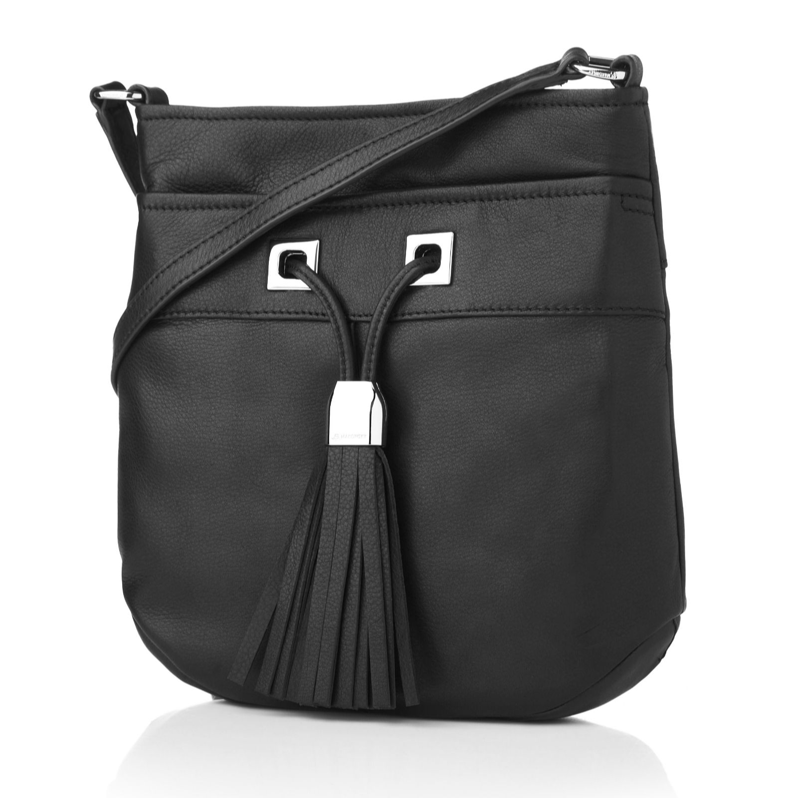 B Makowsky Glove Leather Adjustable Cross Body Bag with Drawst QVC UK