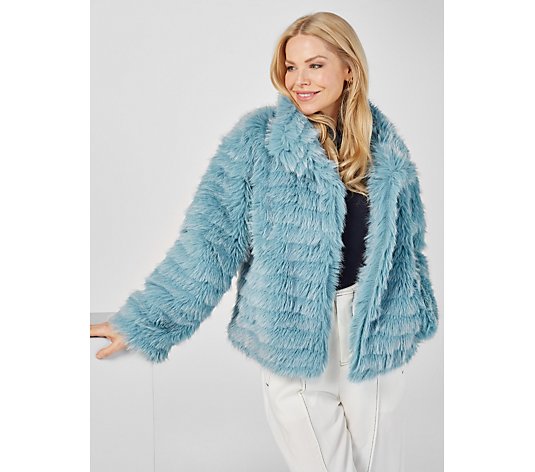 Badgley Mischka Wave Textured Fur Jacket