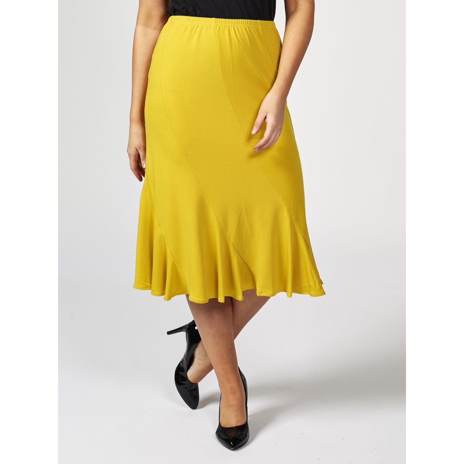 Outlet Soft Stretch Fluted Hem Panel Skirt by Michele Hope - QVC UK