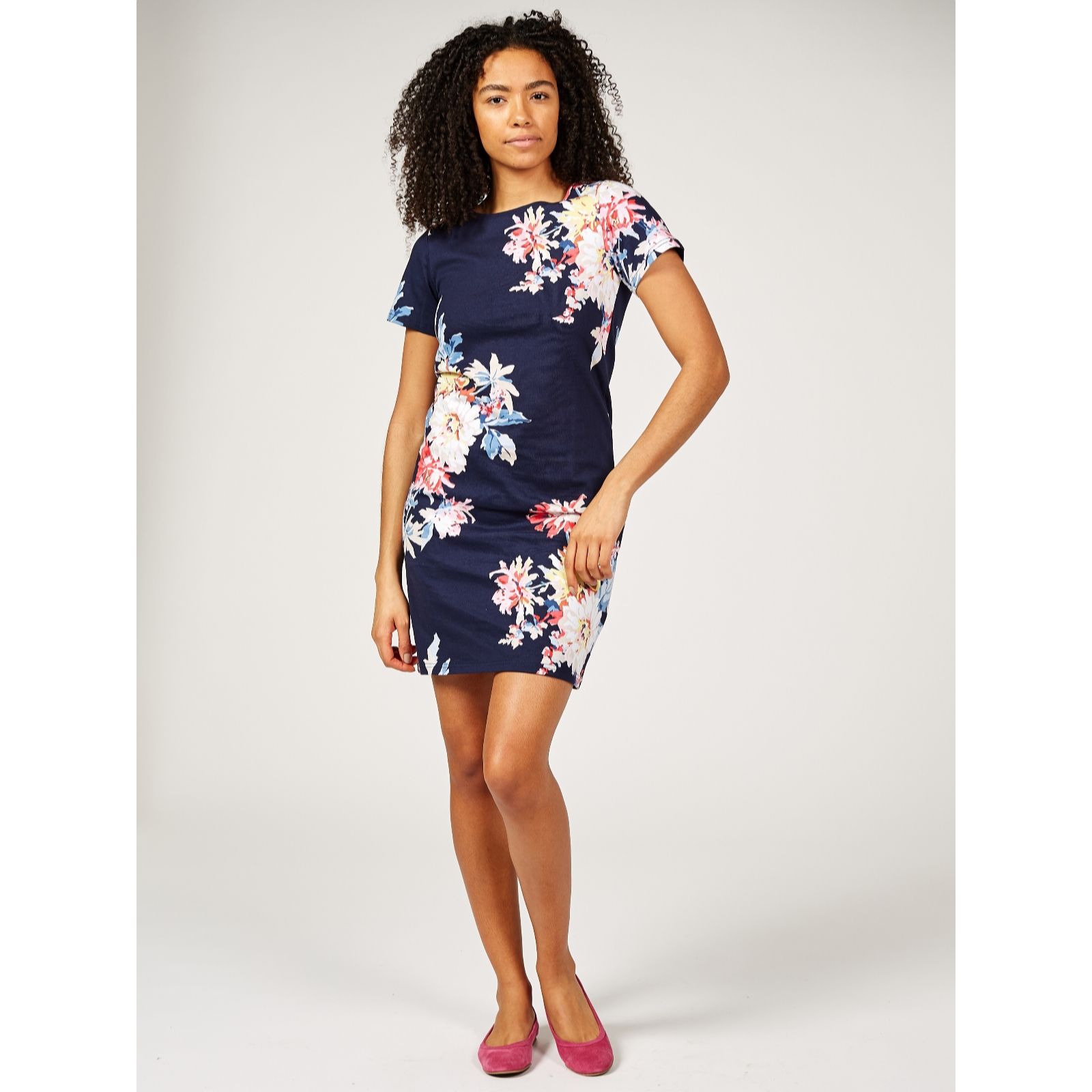 Joules Short Sleeve Riviera Printed Dress - QVC UK