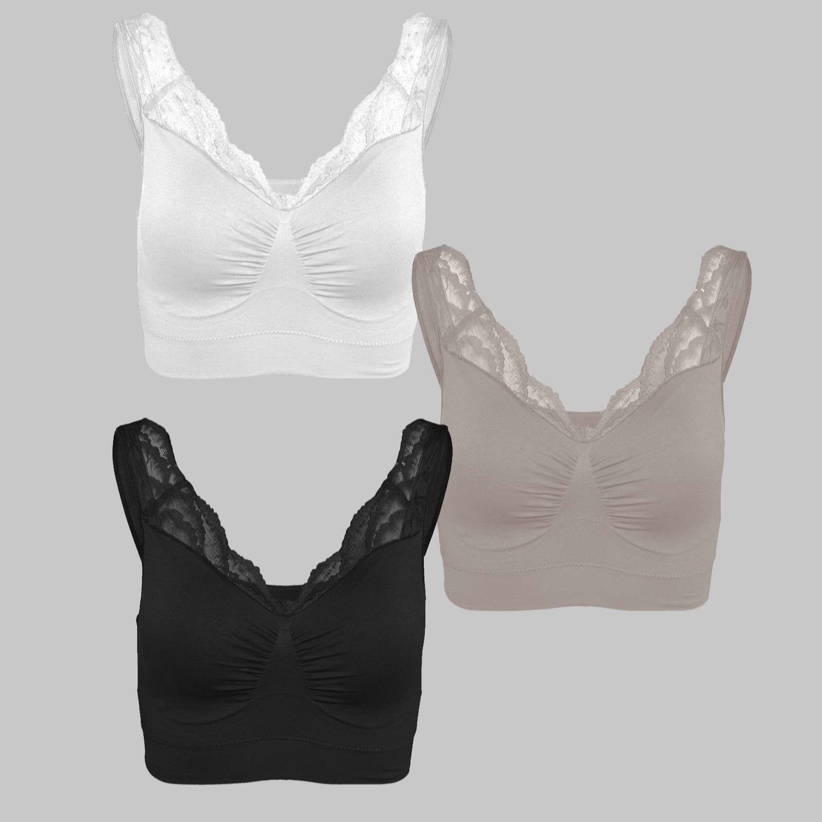 QVC Jockey Forever Fit V-Neck Moulded Cup Bra 2 Pack XL White