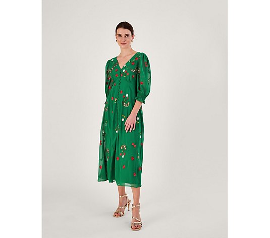 Monsoon Simone Green Print Dress