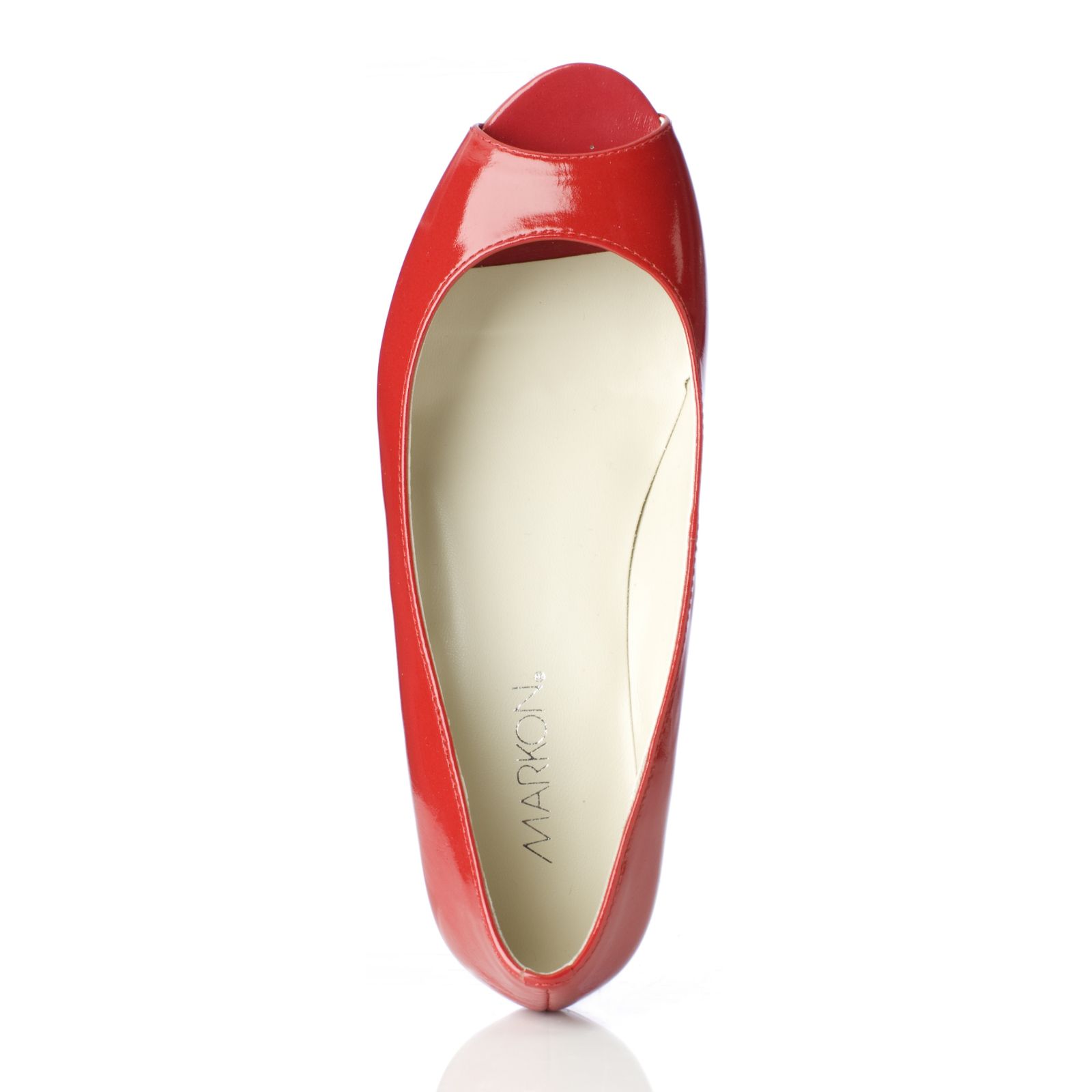 Markon Bello Patent Leather Peep Toe Wedge Shoe - QVC UK