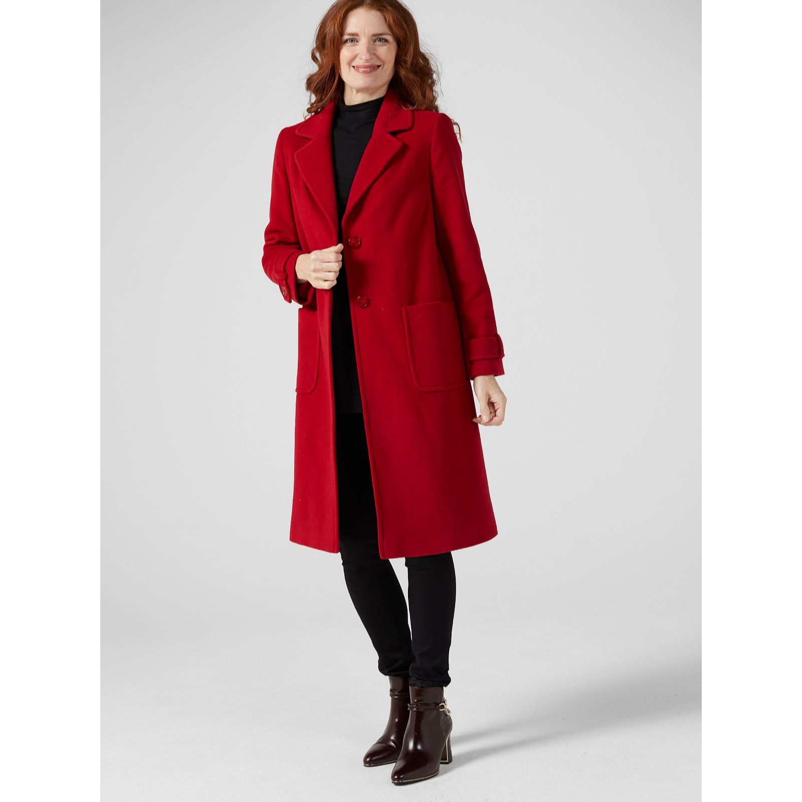 Helene Berman Concealed Front Coat with Patch Pockets - QVC UK