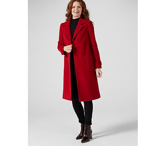 Helene Berman Concealed Front Coat with Patch Pockets