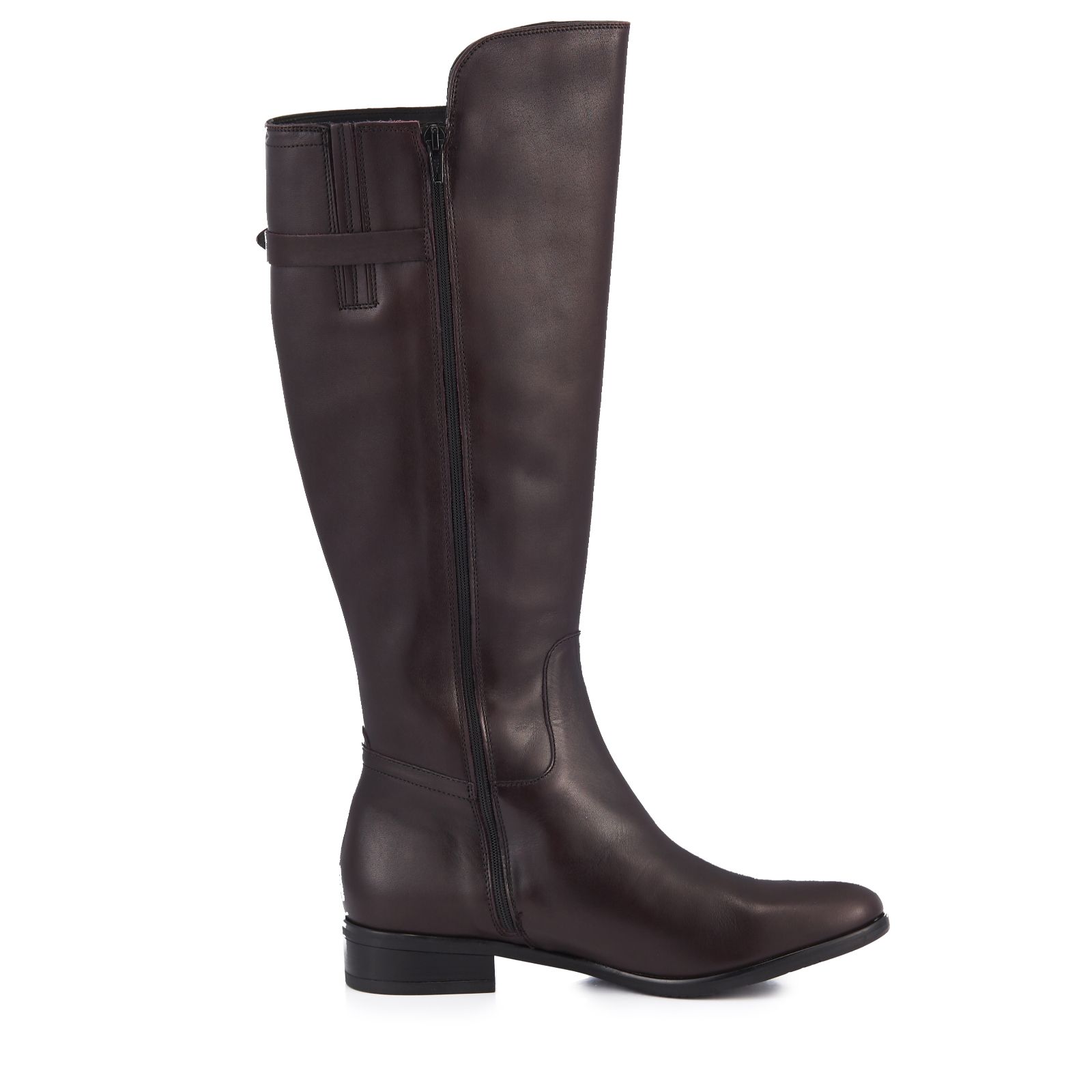 Outlet Clarks Liquorice Rock Knee High Boot with Side Buckle - QVC UK