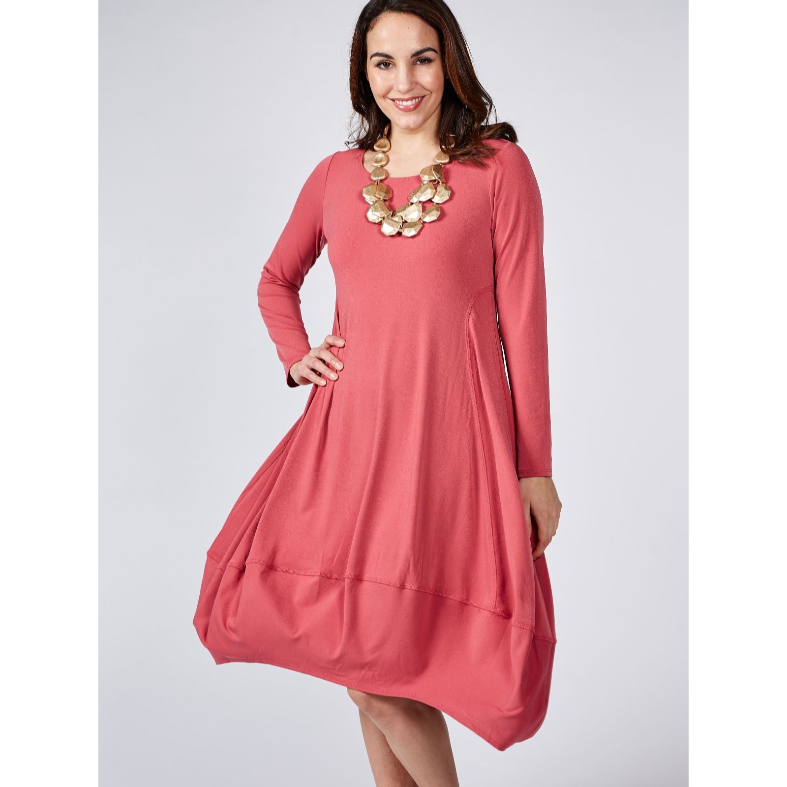 MarlaWynne Luxe Crepe Jersey Scoop Neck Balloon Dress - QVC UK