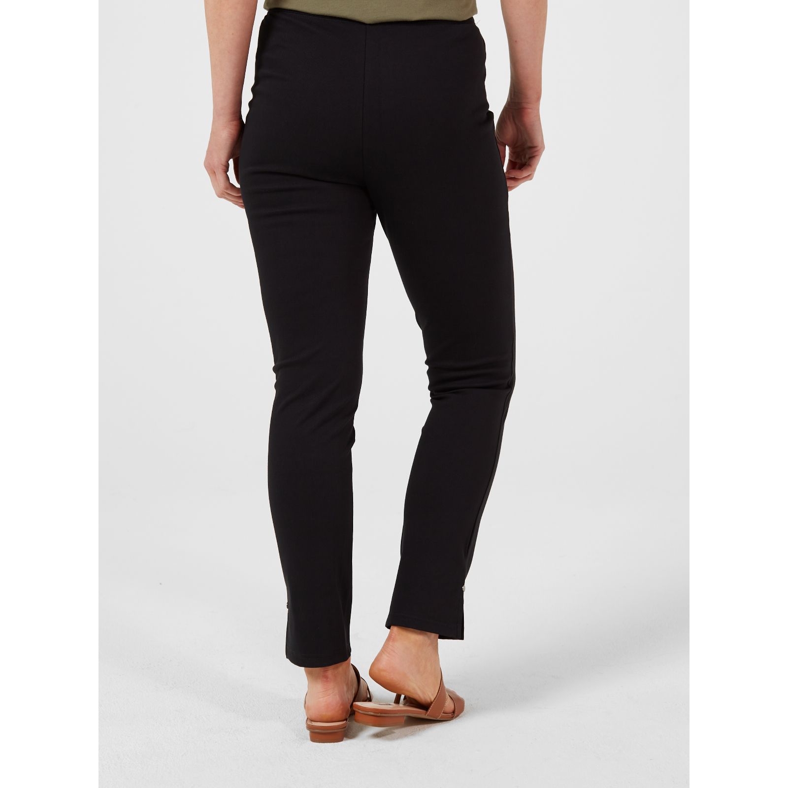 Denim & Co. Knit Easy Flex Twill Slim- Straight Pull- On Pants on QVC 