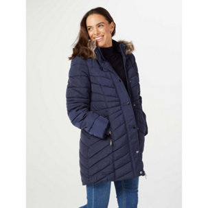 Centigrade Faux Down Coat with Removable Hood - 193164