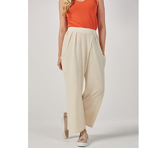 WynneLayers Linen Jersey Trousers with Overlap Front