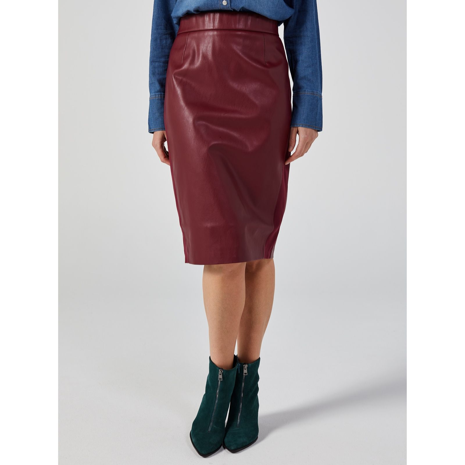 Outlet Ruth Langsford Faux Leather Pencil Skirt Ponte Side Panels