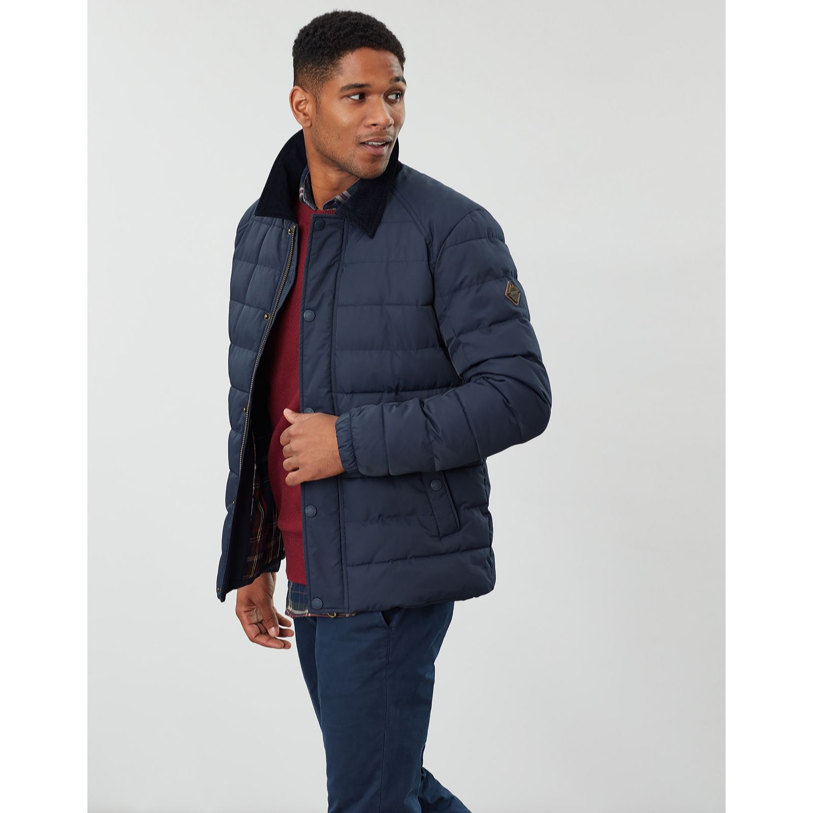 Joules Mens Bayford Padded Outerwear Coach Jacket - QVC UK